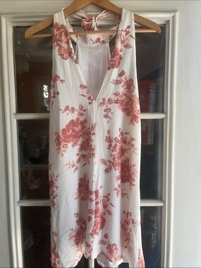 Lulu's White Mini Dress with Dusty Rose Floral
